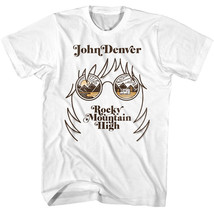 John Denver Rocky Mountain High White Men&#39;s T Shirt Glasses Country Road Music - £22.05 GBP+