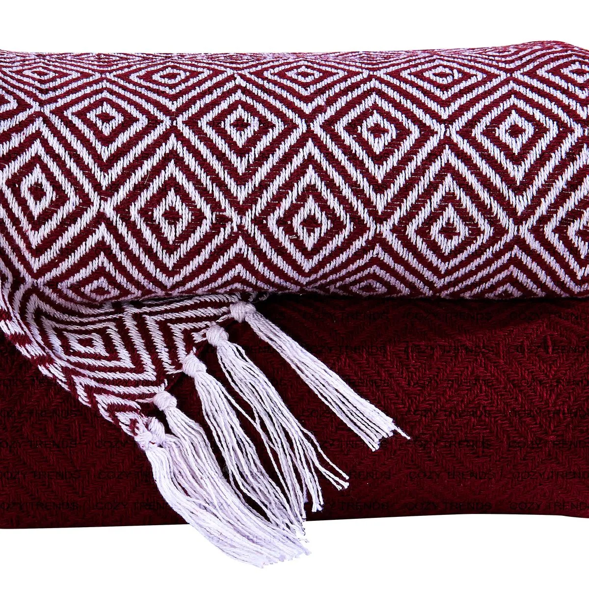Hand Woven 100% Cotton All Season Couch Chair Bed Decorative Diamond Thr... - $1,840.75 MXN