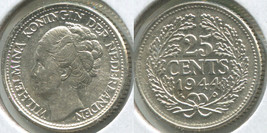 Netherlands. 25 Cents. 1944.P (Silver. Coin KM#164. XF+/Unc) - £12.13 GBP