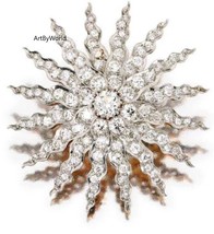 Antique American Diamond Sunburst Brooch, Art deco brooch, Handmade Brooch - £399.84 GBP