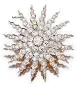 Antique American Diamond Sunburst Brooch, Art deco brooch, Handmade Brooch - $9,167.27 MXN