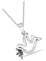 Peaceful Dove and Olive Leaf .925 Sterling Silver | - £65.99 GBP