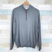 Jack Stone Thomas Dean Extra Fine Merino Wool 1/4 Zip Sweater Gray Mens ... - $29.69