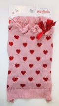 Pink Dog Puppy Sweater w/ Red Hearts and Bow Sz XS NWT Valentines Love Cute! - £11.96 GBP