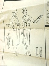 Vtg 1940s Sewing Pattern Vogue #7178 Size 12 Bust 30 2 Piece Pencil Skir... - $22.72