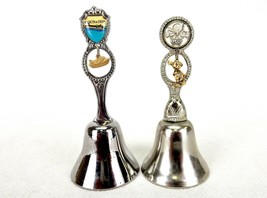 2 Souvenir Collector Bells, Silver Tone Metal, Travel Disney &amp; Carnival, #BEL-11 - £15.62 GBP