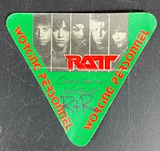 Ratt Dancing Undercover Tour backstage Pass 1987 Chicago Vintage Green W... - $14.85
