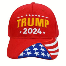 Embroidered Cotton Donald Trump 2024 American Flag Baseball Hat NEW! - £4.69 GBP