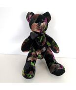 Vintage CHICO&#39;S Black Floral Velvet 9&quot; Teddy Bear Velveteen Stuffed Anim... - €17,04 EUR