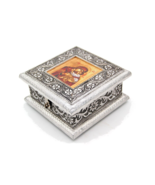 6&quot; Square Greek Orthodox Icon Metal Engraved Relic Sanctified Objects Ca... - $615.09 MXN