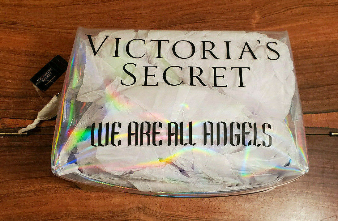 VICTORIA'S SECRET WE ARE ANGELS CLEAR IRIDESCENT MAKEUP TRAVEL BAG (NEW) - $14.80