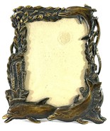 Vintage Brass Tone Dolphins Picture Frame By SUN Holds 3.5x5” - $27.34 CAD