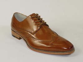 Men's Giovanni Shoes High Quality Leather Wing Tip Derby LINCOLN Tan image 2