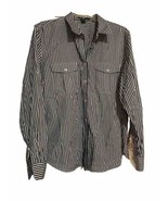 LAUREN Ralph Lauren  Button Up Women  Long Sleeve Shirt Stripe Cotton XL - £23.34 GBP