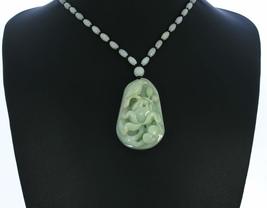 2.1&quot; China Certified Grade A Nature Hisui Jadeite Jade Lucky Magpie and Flower N - £74.39 GBP