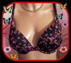 38D 38DD 40D Black Butterfly Extreme Lift Victorias Secret Plunge PU UW Bra RARE - £31.96 GBP