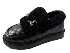 Lonza 2022-3B / Fiato Black/Black Leather Natural Fur Loafer Shoe - $3,155.27 MXN