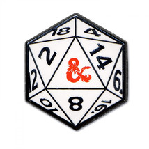 Dungeons &amp; Dragons 20 Sided Die Enamel Pin White - £11.94 GBP