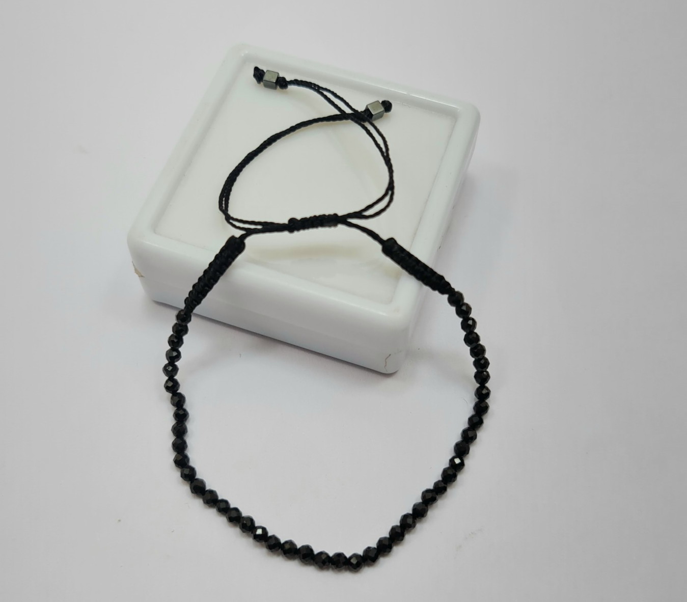  Black Spinel Bracelet, Adjustable Beaded Bracelet Dainty Gemstoneatural... - $7.49
