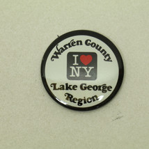 Warren County Lake George Region I LOVE NY Pinback Button Vintage heart NY - $9.75