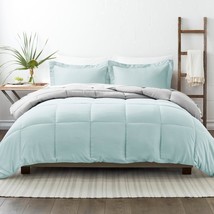 Comforter Set 3-Piece Light Blue Gray Down Alternative Full Queen Reversible - £68.37 GBP
