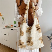 Hylhexyr Women Soft Plush Tote Simple Warm Cloth Shopper Bags Embroidery... - £29.17 GBP
