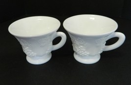 Indiana Glass Harvest Grape Milk Glass Footed Cups Punch Cups Snack Cups Two - £10.11 GBP