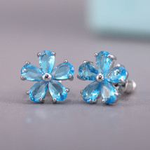 Small Fresh Temperament Style Inlaid Zircon Flower Ladies Earring Ear - £7.71 GBP