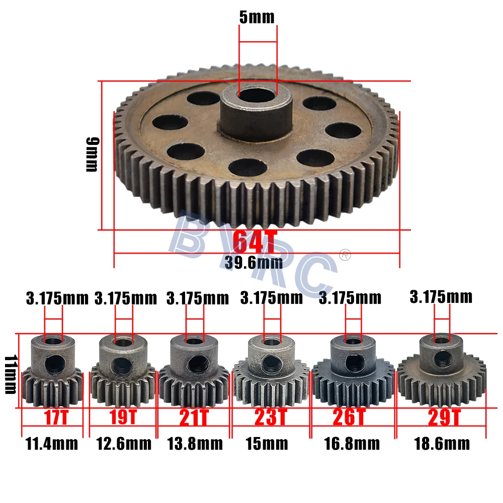 Sporting HSP Motor Pinion Main Gears 0.6M 17T 19T 21T 23T 26T 29T 64T for 1/10 R - £23.90 GBP