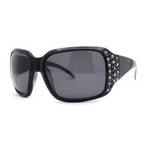 Polarized Lens Oversize Rhinestone Bling Sparkling Womens Sunglasses Black Purpl - £20.87 GBP