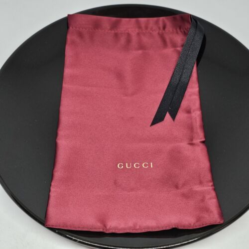Gucci Burgundy Red Silk Pouch Bag 9" x 5" With Drawstring - $18.95
