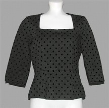 White House Black Market Thick Knit Polka Dots Peplum Zipper Side Top Wm... - $18.99