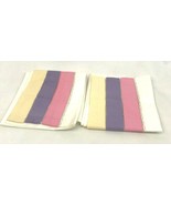 Vintage Pillowcases Embroidered Set 2 Purple Pink Yellow   - $262.08 MXN