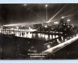 RPPC Vista Di Paesaggio Urbano E Skyline di Notte Pittsburgh Pa Unp Cart... - $12.24