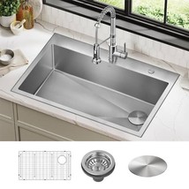 KRAUS Loften 33 in. Drop-In Single Bowl 18 Gauge Stainless Steel Kitchen Sink - $247.50