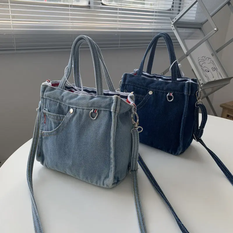 Denim Bag Women Satchels Canvas Casual Soft Shoulder Bag Handbag Purse S... - £24.21 GBP