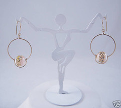 By Boe 14k Gold Fill Hoop &amp; Peach Bead Earrings - £27.06 GBP