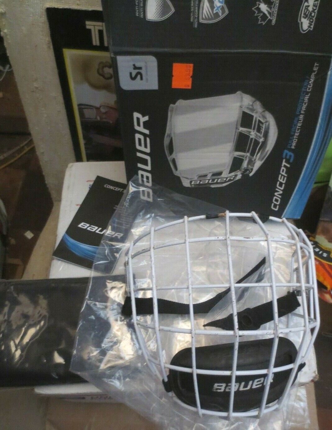 New Bauer Profile II 2 Hockey Helmet Facemask White Cage Size Small chin strap - £14.78 GBP