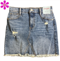 Cat &amp; Jack Girls Midi Jean Skirt Raw Hem Super Stretch Destroyed Sz 6 / 6X NWT - £10.43 GBP