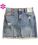Cat &amp; Jack Girls Midi Jean Skirt Raw Hem Super Stretch Destroyed Sz 6 / ... - $17.89 CAD