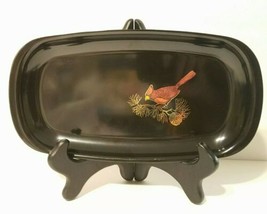 Vintage Mid Century Modern Couroc Red Cardinal Black Serving Tray NWT - £36.18 GBP