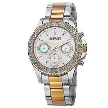 NEW August Steiner AS8100TTG Women's Multifunction MOP Two-Tone Bracelet Watch - $51.43
