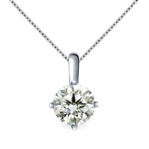 1CT Round Genuine Moissanite Solitaire Pendant Chain 14k White Gold Plat... - £105.93 GBP