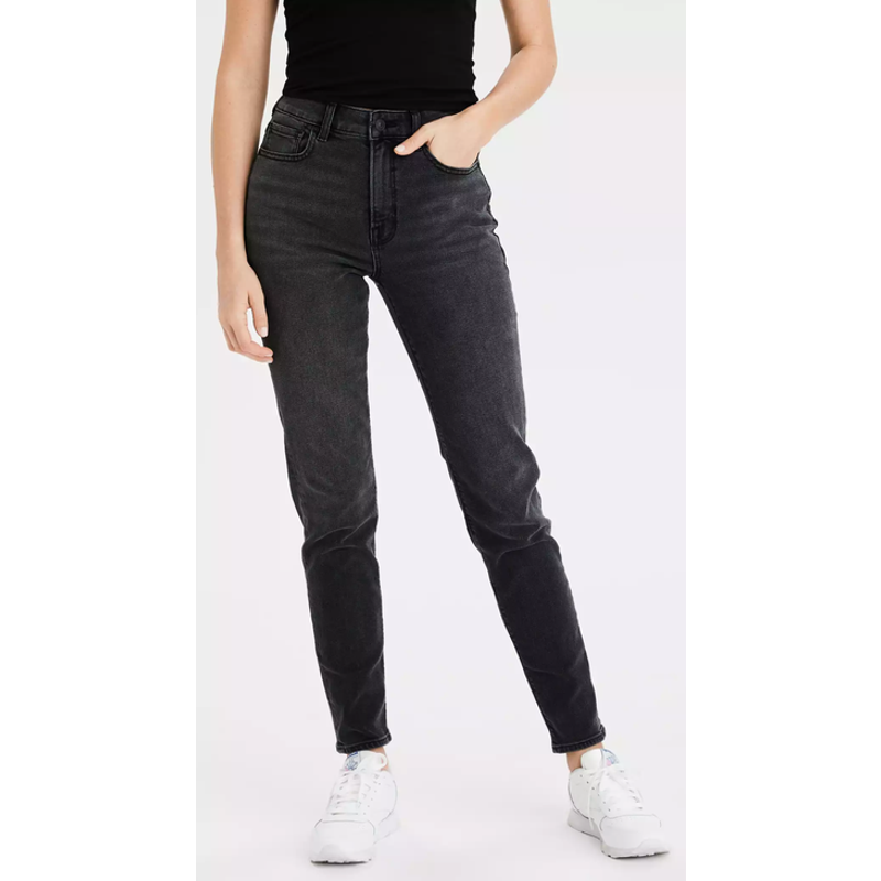 Primary image for American Eagle Stretch Mom Jean Hi-Rise Washed Black Size 00