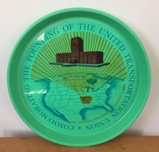 Vtg 1969 United Transportation Union Hot Springs Arkansas Plate Tray Green 13&quot; - £29.05 GBP