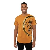 Men LAVERITA European Fashion Crew Shirt Short Sleeve Lion Medallion 93265 Camel image 4