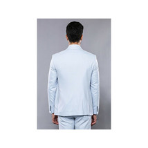 Men 3pc European Vested Suit WESSI J.VALINTIN Extra Slim Fit JV14 Sky Blue new image 8
