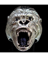 Sterling silver Animal ring Gorilla Big Ape high polished and antiqued 9... - $177.03 CAD