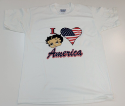 Vintage Y2K Betty Boop  I love America Kids T- Shirt Sz: L 14-16 - £17.54 GBP