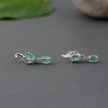 Natural 925 Sterling Silver Zambian Emerald Earings, Best Anniversary gift - £58.41 GBP